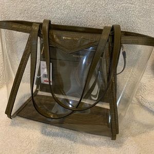 NWT Michael Kors Olive Whitney Clear Shoulder Bag